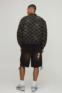boohooMAN Veste Bomber Usée Coupe Ample<Homme Manteaux Et Vestes