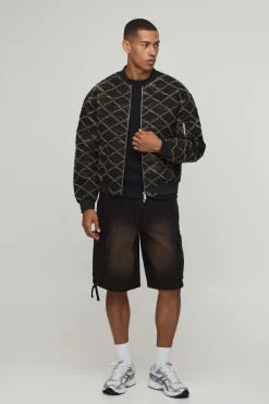 boohooMAN Veste Bomber Usée Coupe Ample<Homme Manteaux Et Vestes