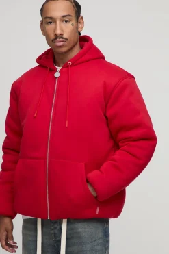 boohooMAN Veste bomber à capuche en jersey à la coupe ample<Homme Manteaux Et Vestes