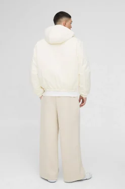 boohooMAN Veste bomber à capuche en sergé à col Borg surdimensionnée<Homme Manteaux Et Vestes