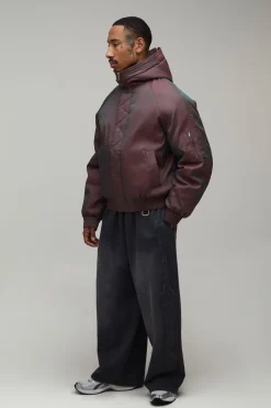Veste Bomber À Casynthétiqueche Zippée Iridescente Coupe Ample