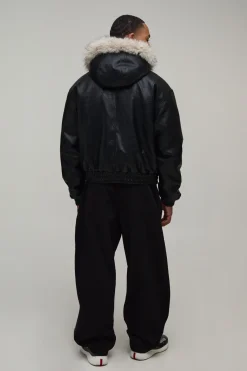 Veste Bomber À Casynthétiqueche Oversize Boxy Réversible En Synthétique Et Synthétique Avec Fermeture À Agrafe