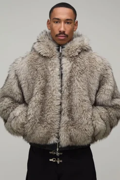 Veste Bomber À Casynthétiqueche Oversize Boxy Réversible En Synthétique Et Synthétique Avec Fermeture À Agrafe