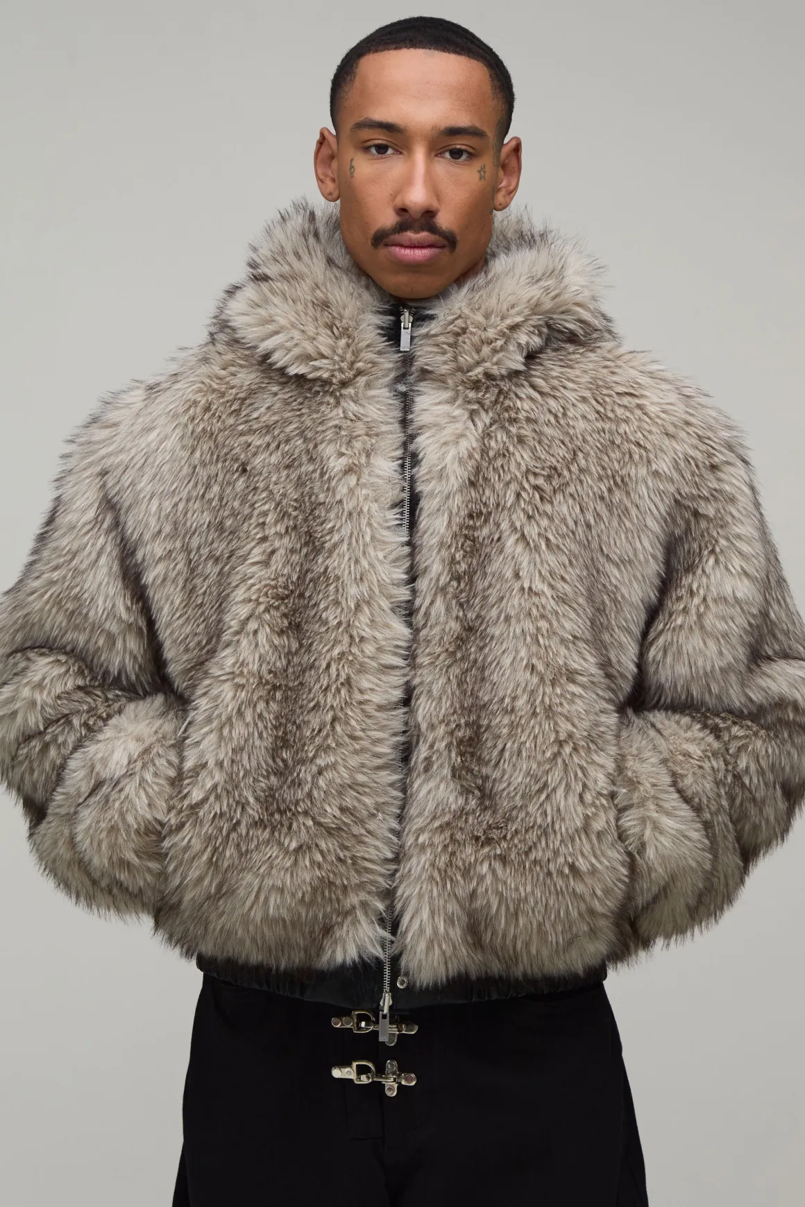 Veste Bomber À Casynthétiqueche Oversize Boxy Réversible En Synthétique Et Synthétique Avec Fermeture À Agrafe