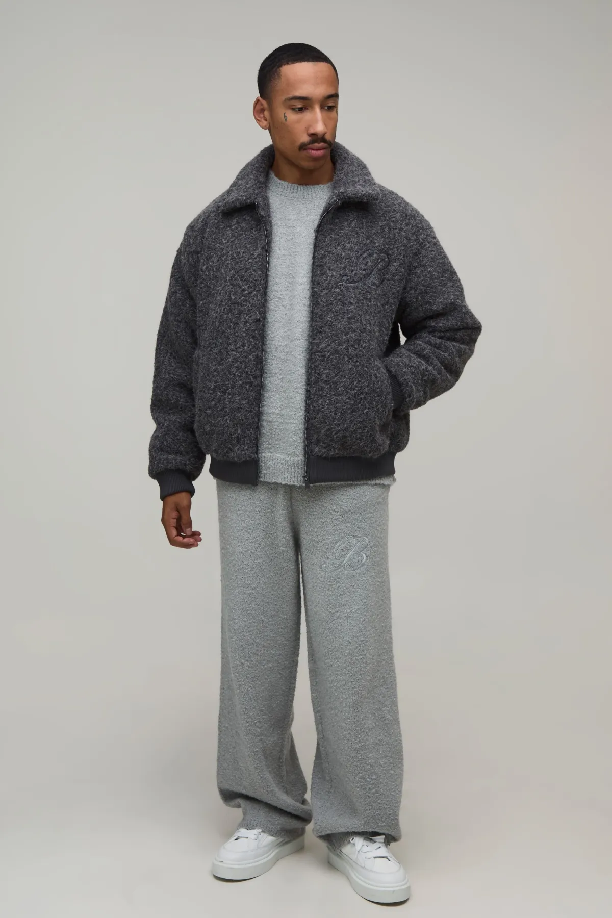 boohooMAN Veste Bomber Col Bouclette Coupe Boxy<Homme Manteaux Et Vestes