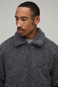boohooMAN Veste Bomber Col Bouclette Coupe Boxy<Homme Manteaux Et Vestes
