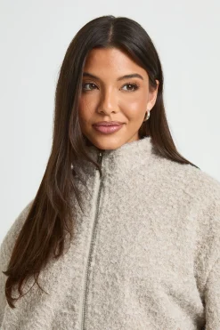 Veste Bomber Col Cheminée Aspect Laine