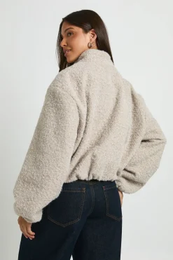 Veste Bomber Col Cheminée Aspect Laine
