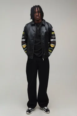 boohooMAN Veste Bomber Col Chemise Coupe Ample Oversize Avec Badge Rodéo Sur La Manche Pour Homme Grand<Homme Tout Afficher|Vestes & Manteaux Tall
