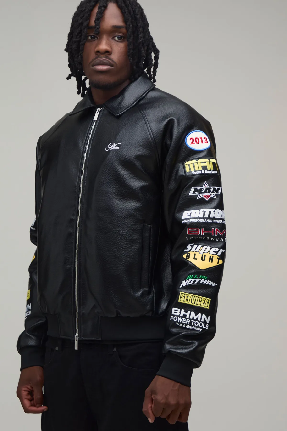 boohooMAN Veste Bomber Col Chemise Coupe Ample Oversize Avec Badge Rodéo Sur La Manche Pour Homme Grand<Homme Tout Afficher|Vestes & Manteaux Tall