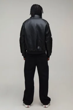 boohooMAN Veste Bomber Col Chemise Coupe Ample Oversize Avec Badge Rodéo Sur La Manche Pour Homme Grand<Homme Tout Afficher|Vestes & Manteaux Tall