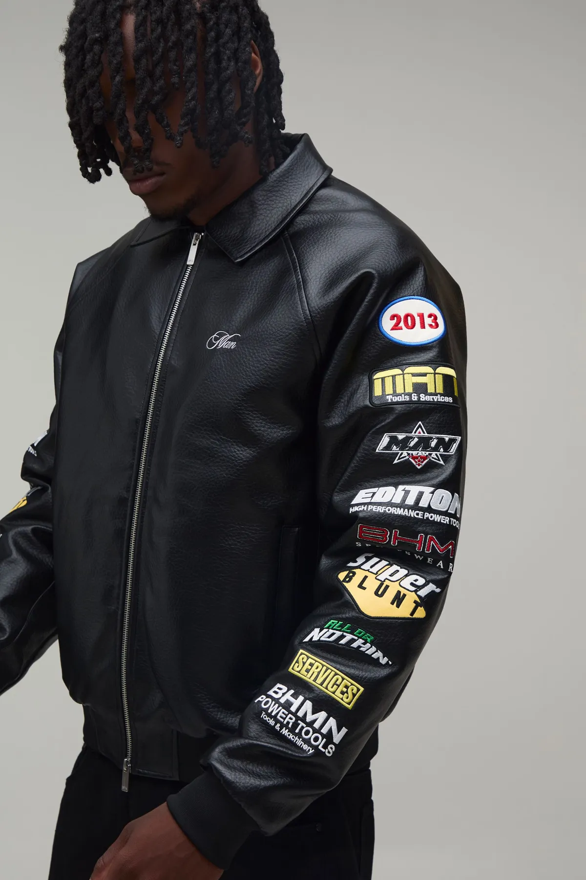 boohooMAN Veste Bomber Col Chemise Coupe Ample Oversize Avec Badge Rodéo Sur La Manche Pour Homme Grand<Homme Tout Afficher|Vestes & Manteaux Tall