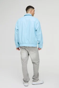 Veste bomber collard surdimensionnée officielle en synthétique embossé