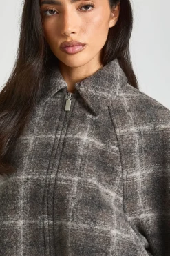 Veste Bomber Col Montant Aspect Laine