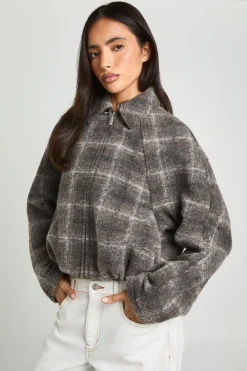 Veste Bomber Col Montant Aspect Laine