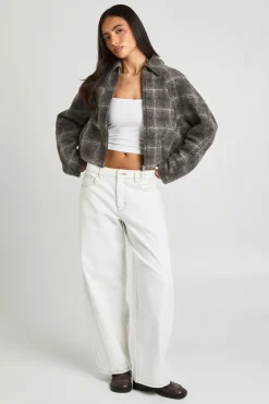 Veste Bomber Col Montant Aspect Laine