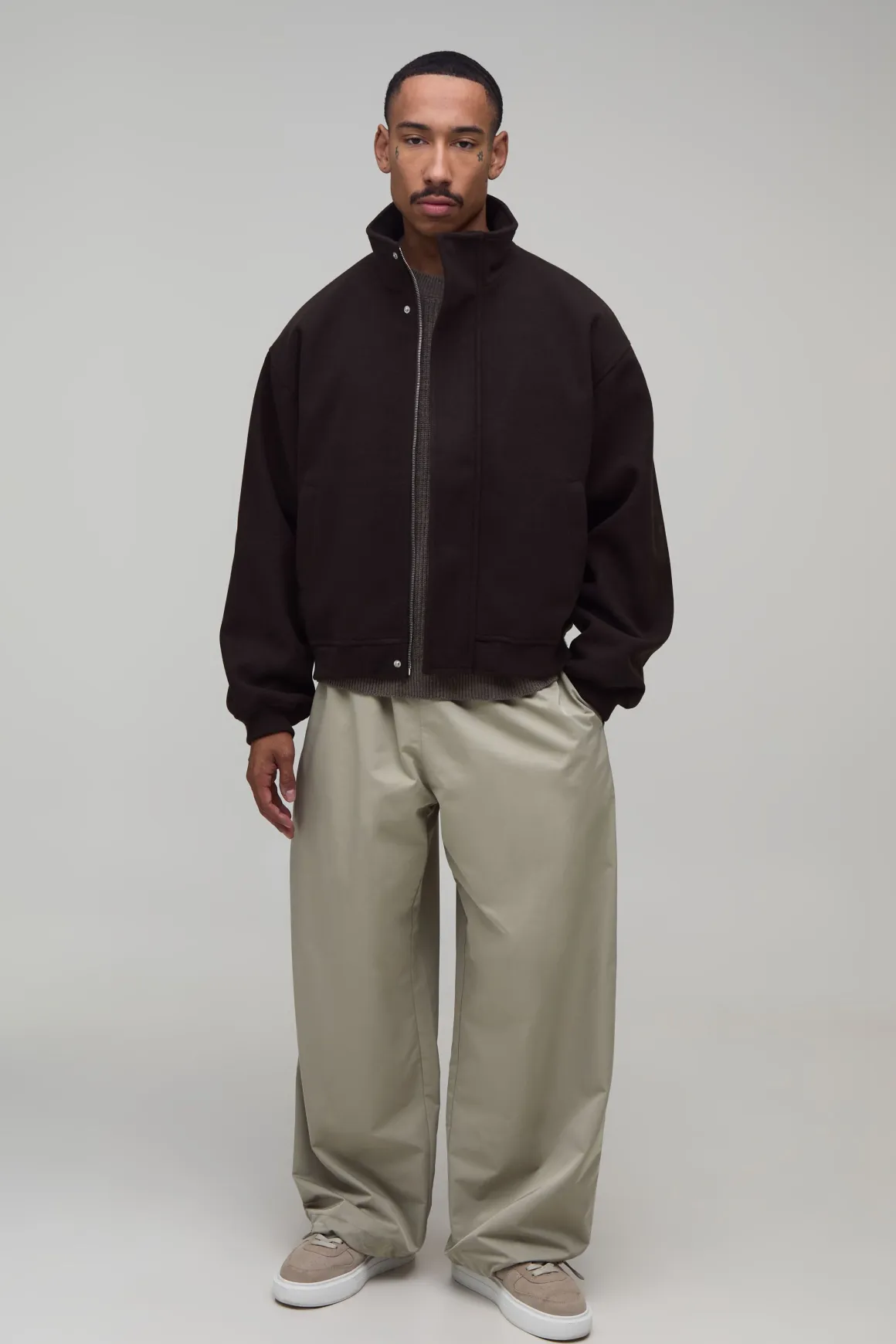 Veste Bomber Col Montant Coupe Regular En Drap Melton