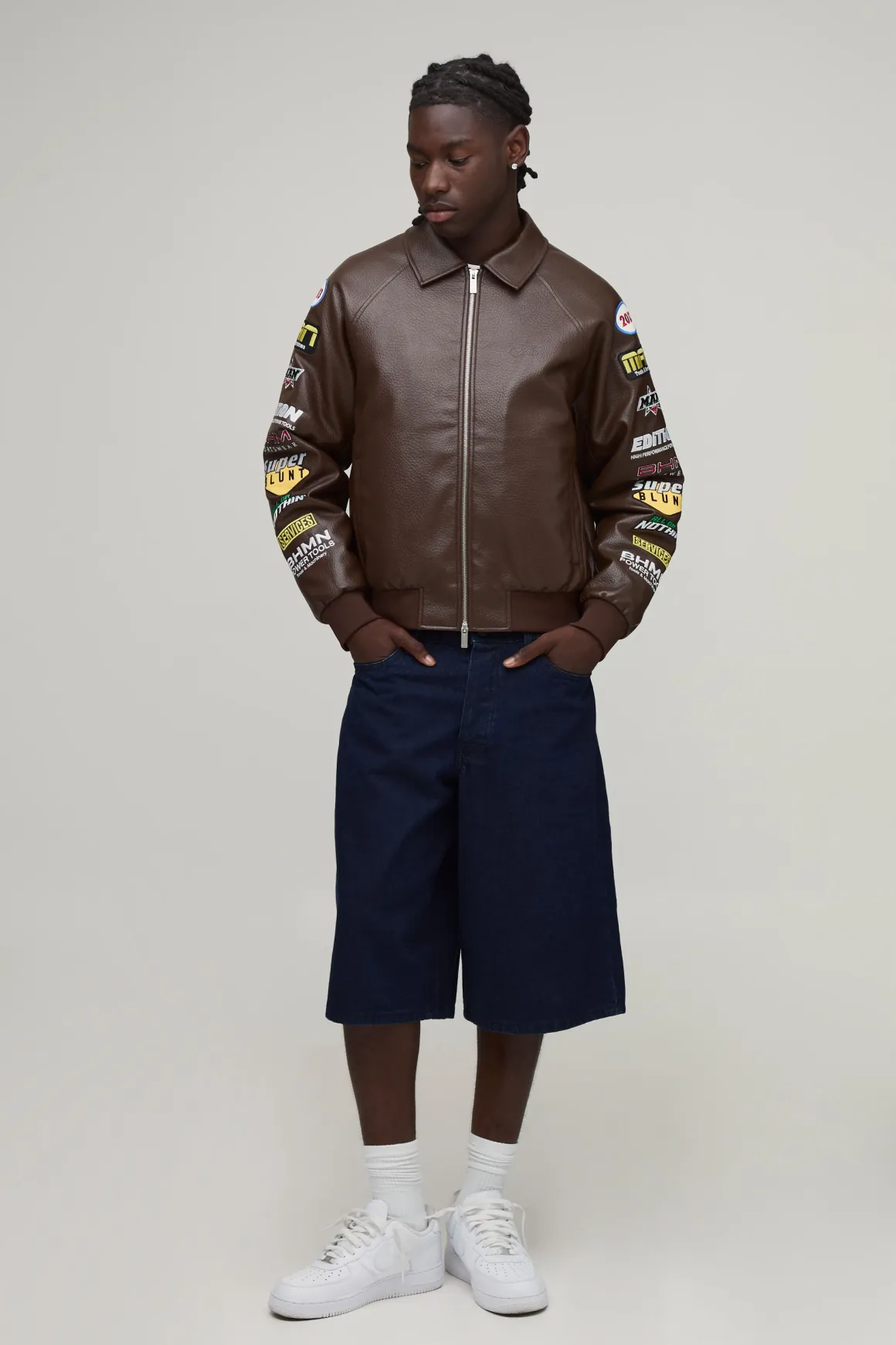 Veste Bomber Col Montant Coupe Boxy Avec Écussons Rodéo Sur Les Manches