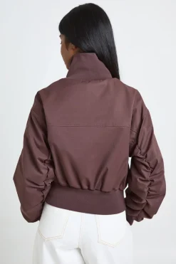 Veste Bomber Col Montant Côtelé Petite