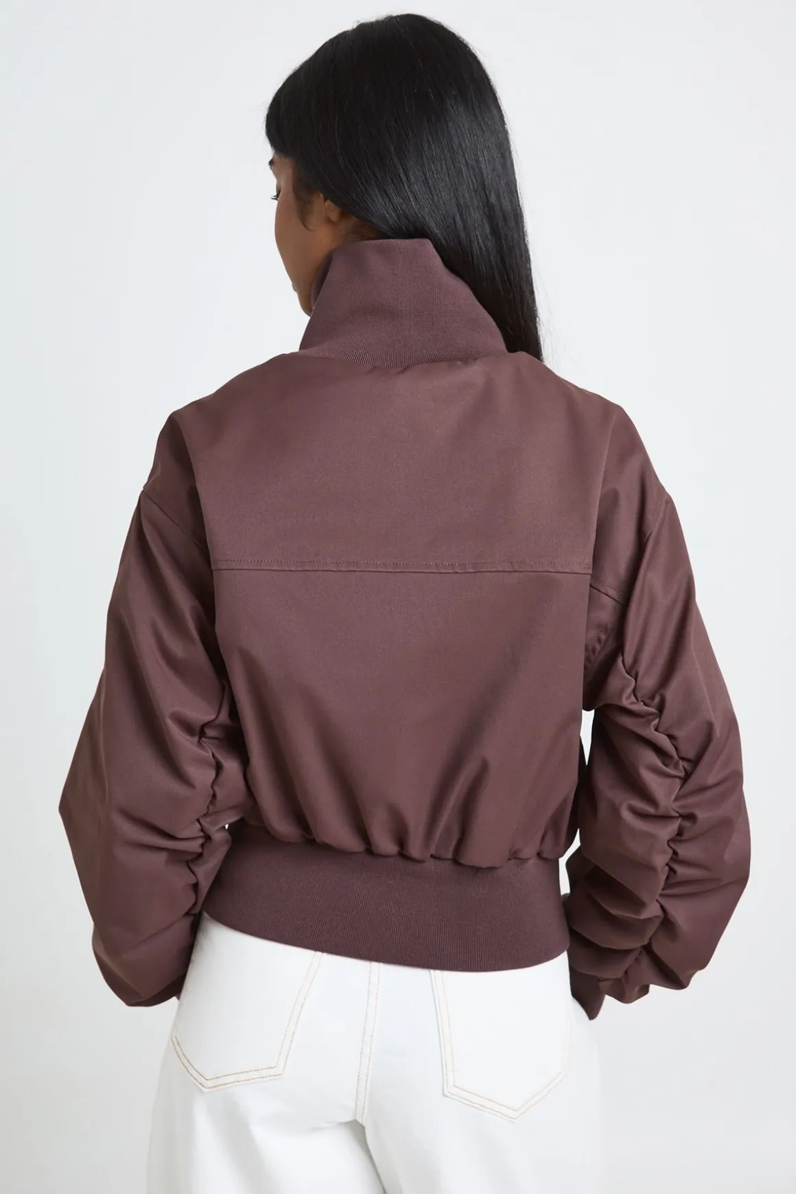 Veste Bomber Col Montant Côtelé Petite