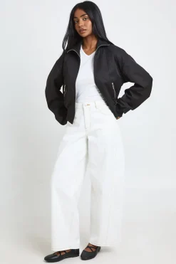 boohoo Veste Bomber À Col Montant Côtelé<Femme Vestes & Manteaux|Bombers
