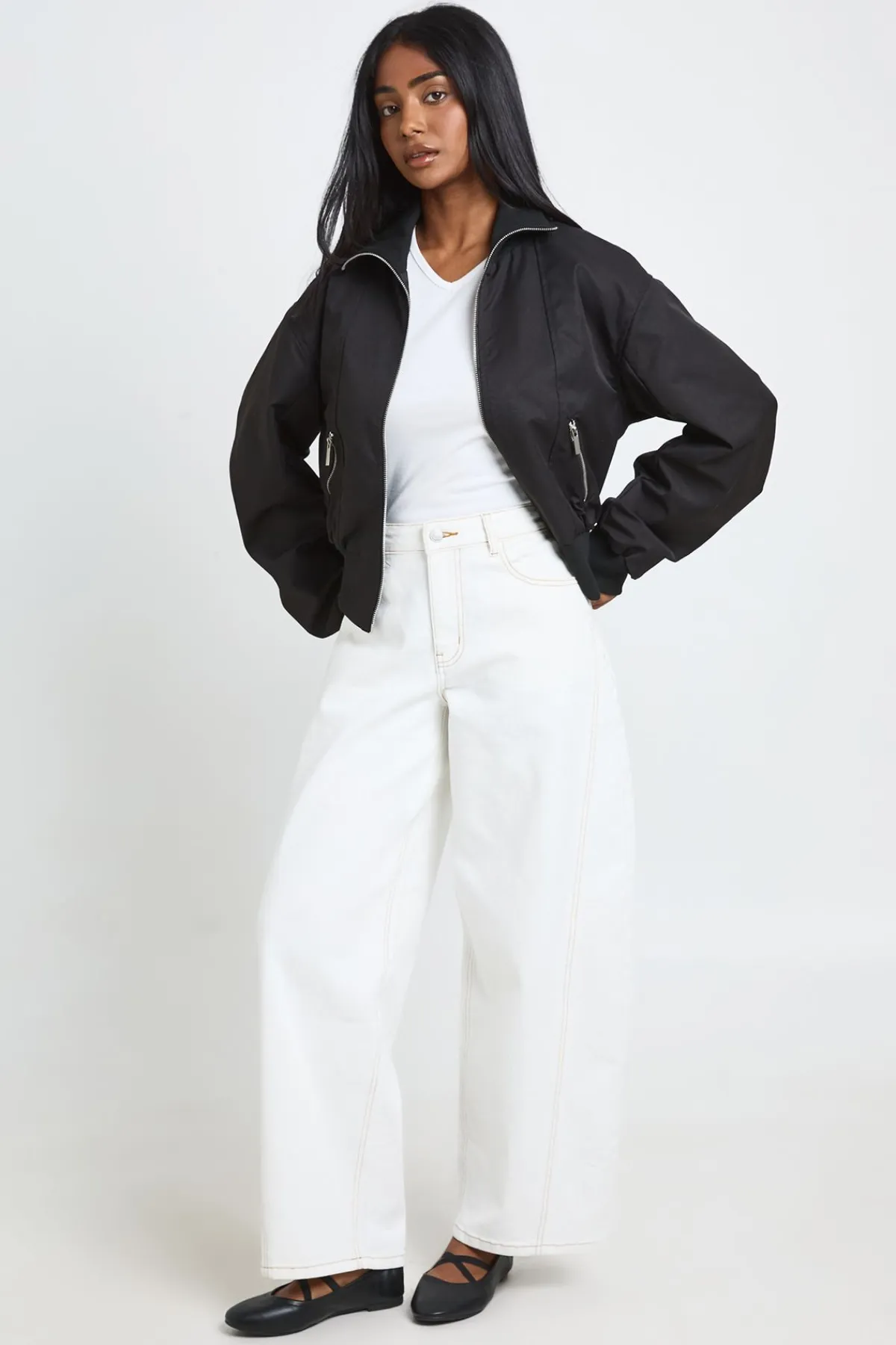 boohoo Veste Bomber À Col Montant Côtelé<Femme Vestes & Manteaux|Bombers