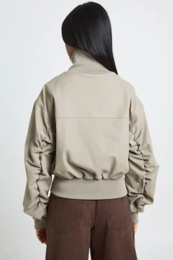 Veste Bomber Col Montant Côtelé