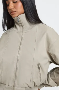 Veste Bomber Col Montant Côtelé