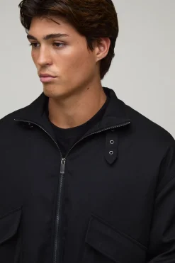 Veste Bomber À Col Montant En Sergé Poly Coupe Regular