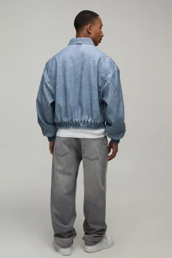 Veste Bomber Col Montant En Synthétique Effet Lavé