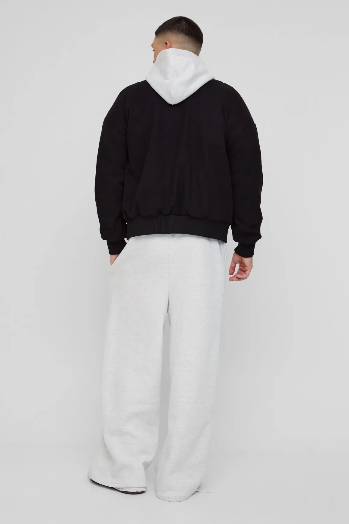 Veste bomber à col ouvert style boxy