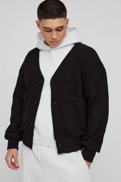 Veste bomber à col ouvert style boxy