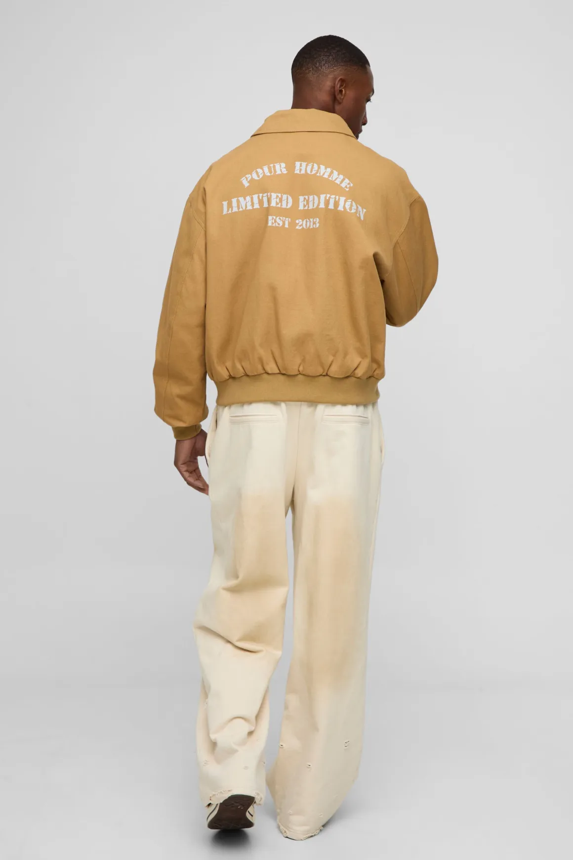 Veste bomber à col rabattable en sergé imprimé, coupe oversize