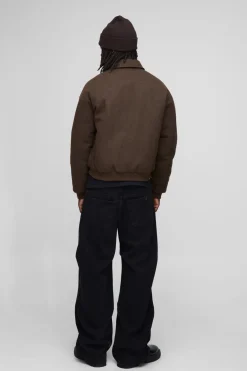 Veste bomber à col, rembourrée en Melton Mono, coupe régulière