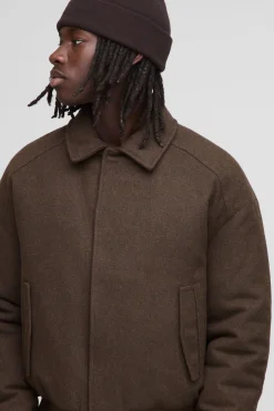 Veste bomber à col, rembourrée en Melton Mono, coupe régulière