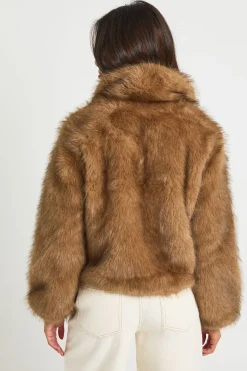 Veste bomber à col surdimensionné en synthétique