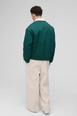 boohooMAN Veste Bomber Col Velours Côtelé Contrastant Oversize<Homme Manteaux Et Vestes