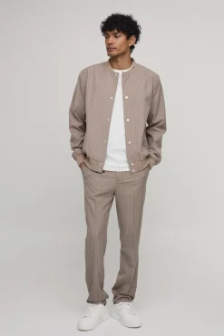 Veste Bomber Coordonnée À Rayures Coupe Ajustée Structurée