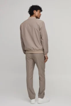 Veste Bomber Coordonnée À Rayures Coupe Ajustée Structurée