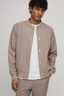 Veste Bomber Coordonnée À Rayures Coupe Ajustée Structurée