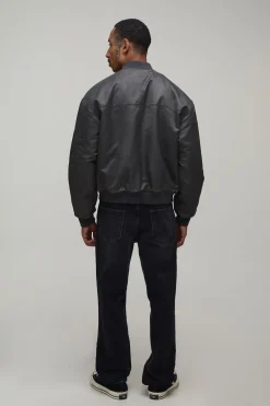 boohooMAN Veste Bomber Coupe Ample Délavage Huilé<Homme Manteaux Et Vestes