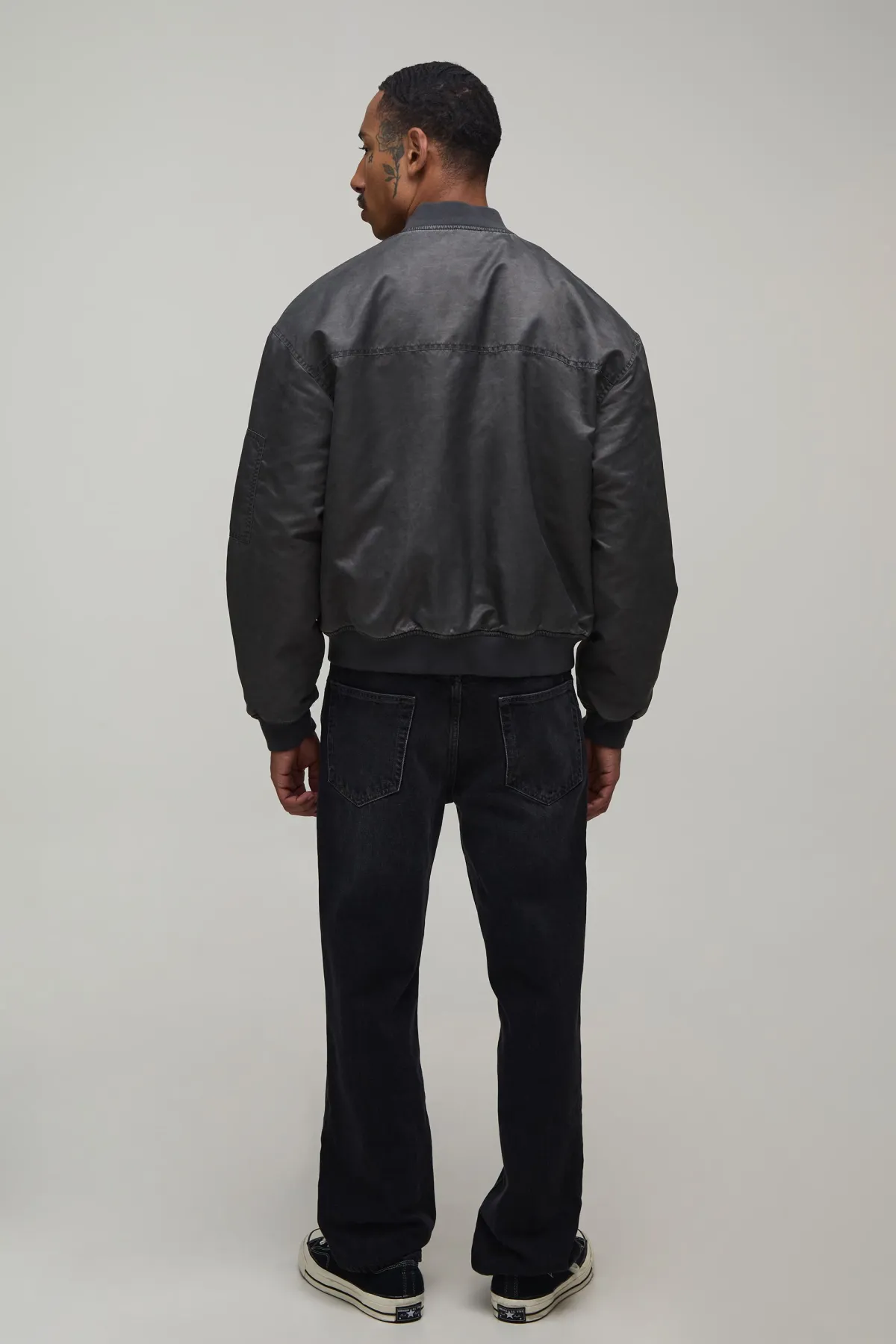 boohooMAN Veste Bomber Coupe Ample Délavage Huilé<Homme Manteaux Et Vestes