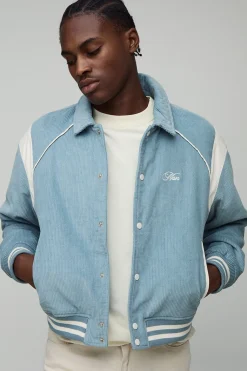 Veste bomber à coupe régulière en synthétique avec panneaux, cordon et appliqué au dos