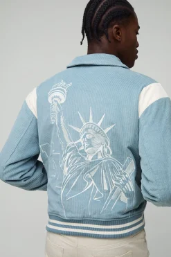Veste bomber à coupe régulière en synthétique avec panneaux, cordon et appliqué au dos