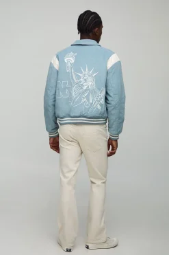 Veste bomber à coupe régulière en synthétique avec panneaux, cordon et appliqué au dos