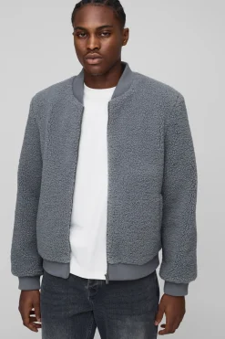 boohooMAN Veste bomber à coupe régulière synthétique<Homme Manteaux Et Vestes