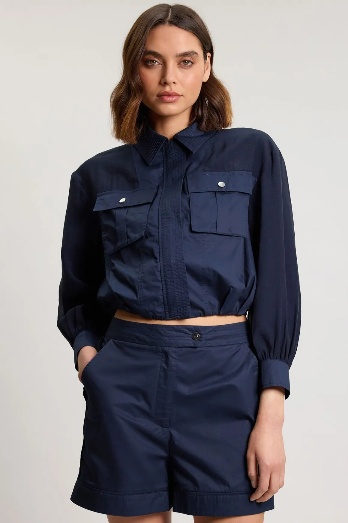 Veste Bomber Courte En Organdi Utilitaire Avec Détails De Poches