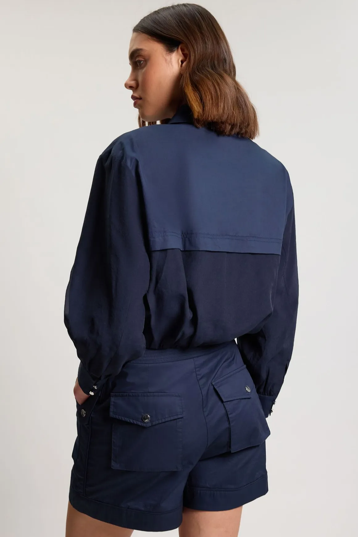 Veste Bomber Courte En Organdi Utilitaire Avec Détails De Poches