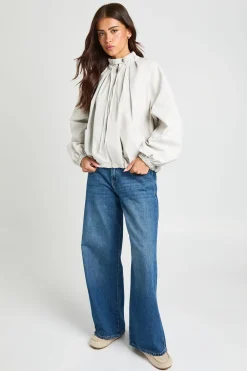 Veste Bomber À Détail Froncé Avec Fermeture Zippée