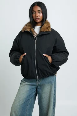 Veste Bomber À Détails Doublure Imitation Mouton